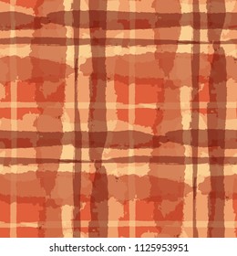Tartan. Seamless Grunge Texture with Hand Painted Crossing Lines for Wallpaper, Linen, Cloth. Rustic Check Texture. Vector Seamless Plaid. Scottish 
Ornament
