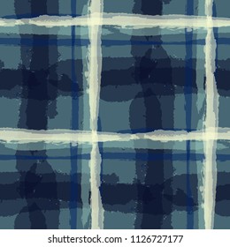 Tartan. Seamless Grunge Texture with Hand Painted Crossing Lines for Wallpaper, Linen, Cloth. Rustic Check Texture. Vector Seamless Plaid. Scottish 
Ornament