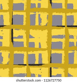 Tartan. Seamless Grunge Texture with Hand Painted Crossing Stripes for Wallpaper, Linen, Sportswear. Rustic Check Texture. Vector Seamless Kilt Texture. Scottish 
Ornament