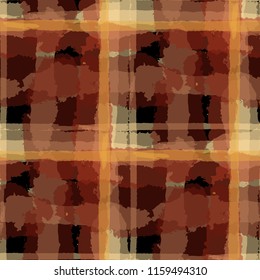 Tartan. Seamless Grunge Texture with Hand Painted Crossing Brush Strokes for Print, Linen, Cloth. Rustic Check Texture. Vector Seamless Tartan.