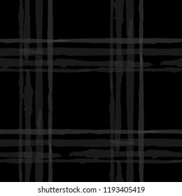 Tartan. Seamless Grunge Texture with Hand Painted Crossing Stripes for Print, Linen, Cloth. Rustic Check Texture. Vector Seamless Plaid. Scottish Ornament