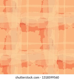 Tartan. Seamless Grunge Texture with Hand Painted Crossing Stripes for Swimwear, Fabric, Textile. Rustic Check Texture. Vector Seamless Kilt Texture. Scottish Ornament