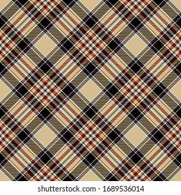 Tartan Seamless Pattern Background in Black,  Camel Beige, Red  and  White Color  Plaid.  Flannel Shirt Patterns. Trendy Tiles Vector Illustration for Wallpapers.
