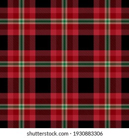 Tartan Seamless Pattern Background in  Black,  Red,  Green and White Color  Plaid.  Flannel Shirt Patterns. Trendy Tiles Vector Illustration for Wallpapers.