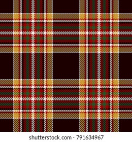 Tartan Seamless Pattern Background. Black, Red, Green, Gold  and  White  Color  Plaid.  Flannel Shirt Patterns. Trendy Tiles Vector Illustration for Wallpapers