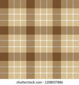 Tartan Seamless Pattern Background. Camel Beige,  Brown  and  White  Color  Plaid.  Flannel Shirt Patterns. Trendy Tiles Vector Illustration for Wallpapers.