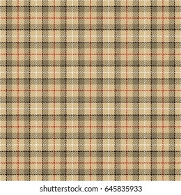 Tartan Seamless Pattern Background. Camel Beige, Red,  Black  and  White Plaid, Tartan Flannel Shirt Patterns. Trendy Tiles Vector Illustration for Wallpapers.