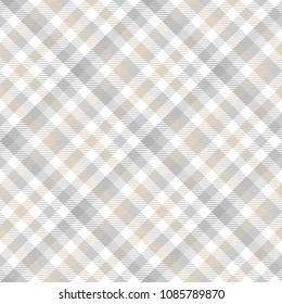 Tartan Seamless Pattern Background in Pastel Grey, Dusty Beige And White  Color  Plaid.  Flannel Shirt Patterns. Trendy Tiles Vector Illustration for Wallpapers.