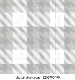 Tartan Seamless Pattern Background in Pastel Grey, Dusty Beige And White  Color  Plaid.  Flannel Shirt Patterns. Trendy Tiles Vector Illustration for Wallpapers.