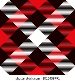 Tartan Seamless Pattern Background. Red, Black  and  White  Color  Plaid.  Flannel Shirt Patterns. Trendy Tiles Vector Illustration for Wallpapers.