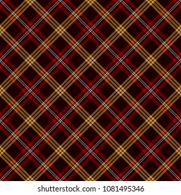 Tartan Seamless Pattern Background. Red, Black, Gold  and  White  Color  Plaid.  Flannel Shirt Patterns. Trendy Tiles Vector Illustration for Wallpapers.