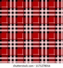 Tartan Seamless Pattern Background. Red, Black and White Plaid, Tartan Flannel Shirt Patterns. Trendy Tiles Vector Illustration for Wallpapers. eps10
