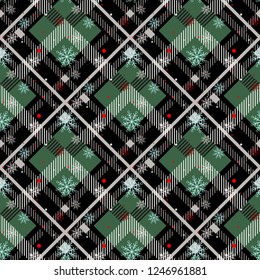 Tartan Seamless Pattern Background. Red, Black, Blue, Beige and White Plaid with snowflake, Tartan Flannel Shirt Patterns. Trendy Tiles Vector Illustration for Wallpapers. eps10