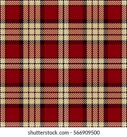 Tartan Seamless Pattern Background. Red, Black, Camel Beige    and  White Plaid, Tartan Flannel Shirt Patterns. Trendy Tiles Vector Illustration for Wallpapers.