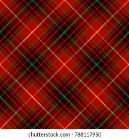 Tartan Seamless Pattern Background. Red, Green, Gold  and  Black  Color  Plaid.  Flannel Shirt Patterns. Trendy Tiles Vector Illustration for Wallpapers