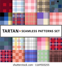 Tartan seamless pattern background set, vector illustration