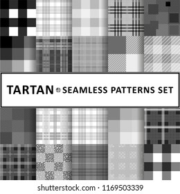 Tartan seamless pattern background set, vector illustration