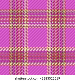 Tartan seamless pattern of background textile vector with a plaid check texture fabric in violet and lime colors.