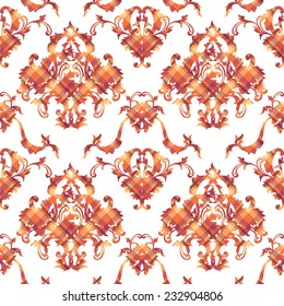 Tartan seamless pattern with baroque ornament. 