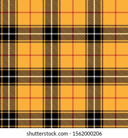 Tartan seamless pattern black red and white alternating rectangles of fabric yellow background, Scottish cage.