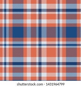 Tartan Seamless Pattern in blue and orange. Texture for plaid, tablecloths, clothes, shirts, dresses, paper, bedding, blankets, quilts and other textile products. Vector illustration EPS 10