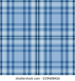 Tartan Seamless Pattern in Blue and White. Texture for plaid, tablecloths, clothes, shirts, dresses, paper, bedding, blankets, quilts and other textile products. Vector illustration EPS 10