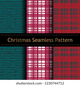 Tartan seamless pattern with christmas colors theme set collections vector illustration background.