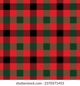 Tartan seamless pattern. Christmas red and green background. Colorful vector illustration.