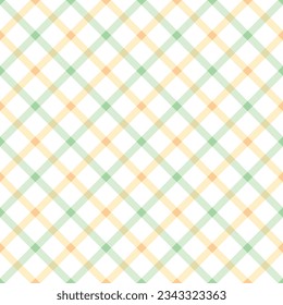 Tartan seamless pattern green and orange line on white background