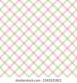 Tartan seamless pattern green and pink line on white background