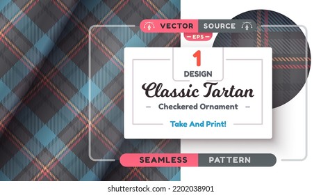 Tartan seamless pattern, merry christmas texture, checkered scottish fabric