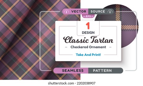 Tartan seamless pattern, merry christmas texture, checkered scottish fabric