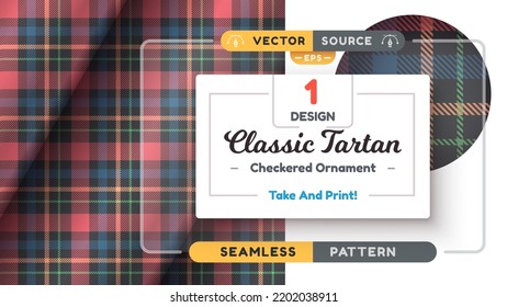 Tartan seamless pattern, merry christmas texture, checkered scottish fabric