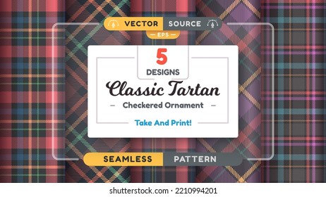 Tartan seamless pattern, merry christmas texture, checkered scottish fabric. Vector eps 10