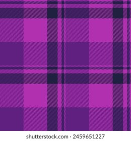 Tartan seamless pattern of plaid background texture with a check fabric textile vector in purple and violet colors.