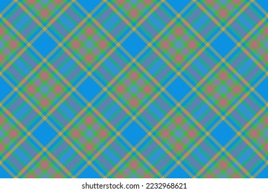 Patrón sin fisuras de Tartán. Vector textil revestido. Comprobación de fondo textura de tela en colores amarillo y azul.