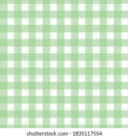 Tartan seamless pattern Plaid vector with pastel green and white color For print, wallpaper, textile, for background checkered tablecloth.