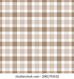 Tartan seamless pattern Plaid vector with pastel brown tones design for print, wallpaper, textile, gingham, tablecloth, checkered background.