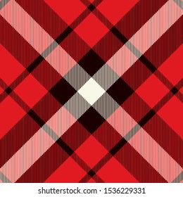 Tartan Seamless Pattern in Red, White and Black.Texture for plaid, tablecloths, clothes, shirts, dresses, paper, bedding, blankets, quilts and other textile products. Vector illustration EPS 10