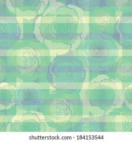 Tartan seamless pattern with rose 