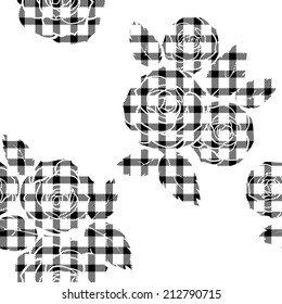 Tartan seamless pattern with roses