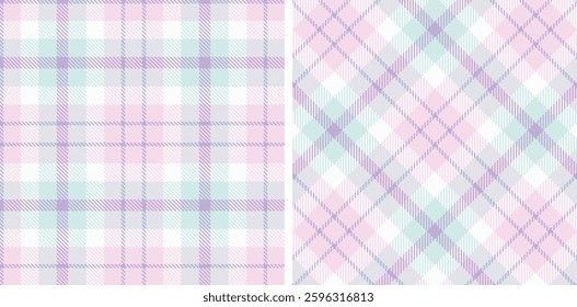Tartan Seamless Patterns in Pastel themed colors