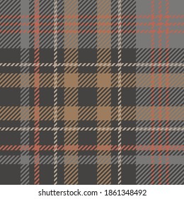 Tartan seamless plaid pattern with brown and grey tone colors. Background for textile print