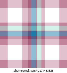 Tartan seamless plaid pattern illustration in red, pink, blue and white combination for textile design. Trendy tiling illustration for wallpapers