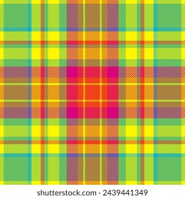 Tartan seamless textile of vector texture plaid with a pattern fabric background check in green and bright colors.