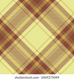 Tartan seamless vector of background plaid pattern with a texture textile check fabric in yellow and red colors.