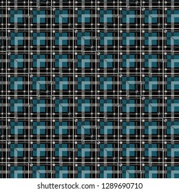 Tartan seamless vector patterns in black blue colors - Vector illustration eps10
