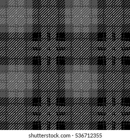 Tartan seamless vector patterns in black-and-white colors