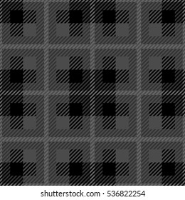 Tartan seamless vector patterns in black-and-white colors