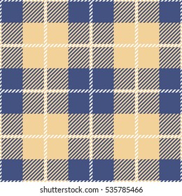 Tartan seamless vector patterns in blue-yellow colors